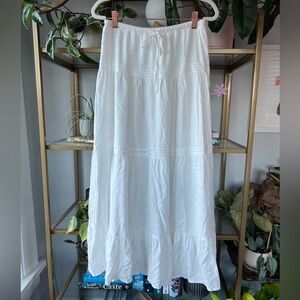 White Tiered Boho Maxi Skirt